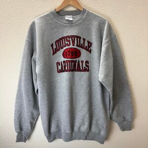 Louisville Cardinals Sweatshirt Gray 1798 Crewneck Pullover Size L G